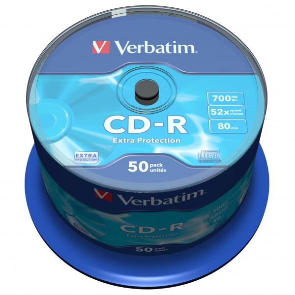 Verbatim CD-R, DataLife, 700 MB, Extra Protection, cake box, 43351, 52x, 50-pack