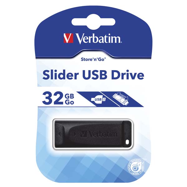 32GB Verbatim Slider, USB flash disk 2.0, 98697, černá