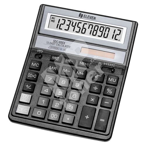 Kalkulačka Eleven SDC-888XBK, černá, stolní, dvanáctimístná 1