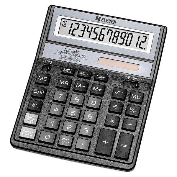 Kalkulačka Eleven SDC-888XBK, černá, stolní, dvanáctimístná