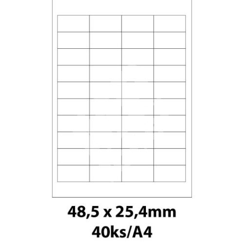 Print etikety Emy 48,5x25,4 mm, 40ks/arch, 100 archů, samolepící 1