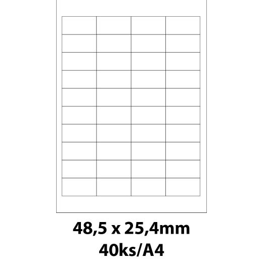 Print etikety Emy 48,5x25,4 mm, 40ks/arch, 100 archů, samolepící