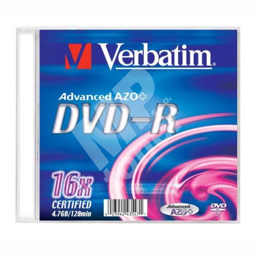 Verbatim DVD-R, DataLife PLUS, 4,7 GB, Matte Silver, slim box, 43547, 16x, 20-pack 1