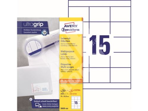 Samolepící etikety Ultragrip 70 x 50,8 mm, 220 listů A4 3669-200 1