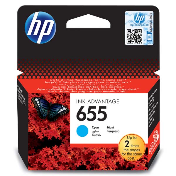 Inkoustová cartridge HP CZ110AE, Deskjet 3525, 5525, 6525, 4615, cyan, No.655, originál