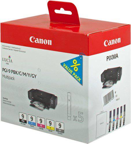 Inkoustová cartridge Canon PGI-9 PBK/C/M/Y/GY, iP9500, 1034B011, Multi Pack, originál