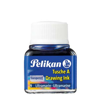 Tuš Pelikan A523 10 ml, pro kreslicí pera, kreslicí brky a štětce, modrá