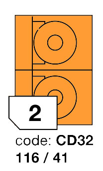Samolepící etikety Rayfilm Office průměr 116/41 mm 300 archů, fluo oranžová, R0133.CD32D