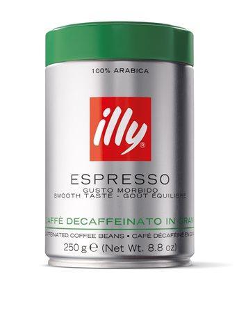 Káva ILLY Decaffeinated, pražená, zrnková, bez kofeínu, 250 g