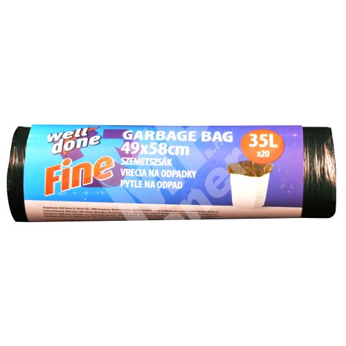 Fine pytle na odpad 35l, 49x58cm, HDPE, 20ks/role, černá 1