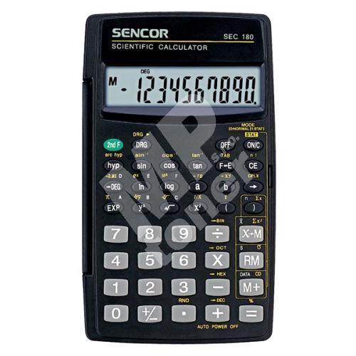 Kalkulačka Sencor SEC 180, černá, školní, desetimístná 1