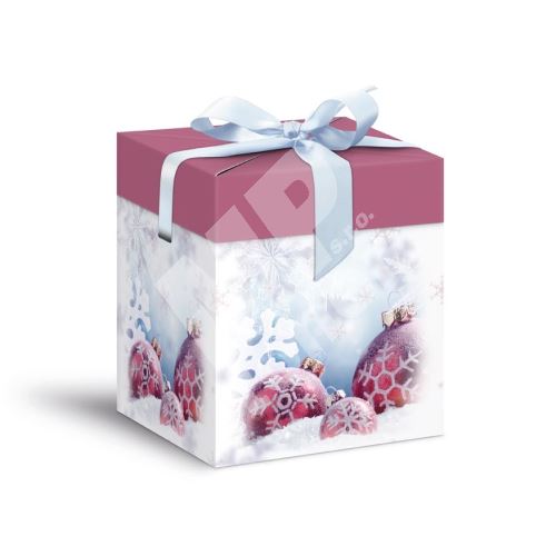 Krabička dárková vánoční 12 x 12 x 15cm, baňky 1