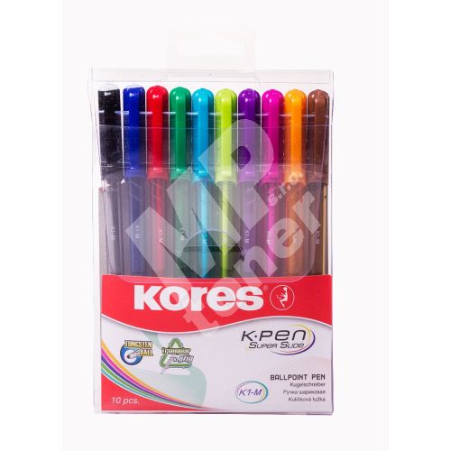 Kuličkové pero Kores K1 Pen, trojhranné, šíře M-1 mm, mix 10 barev 1