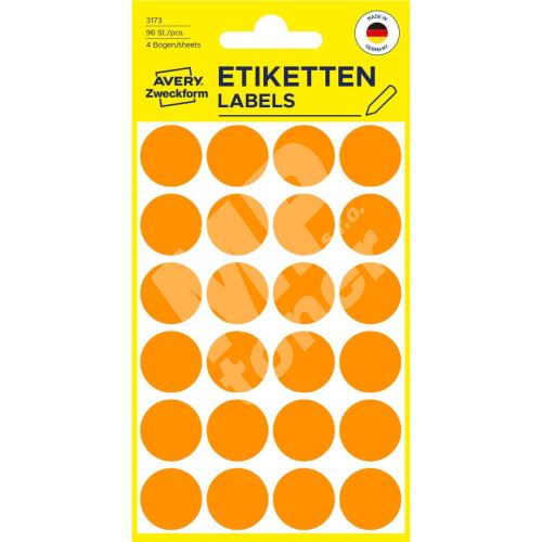 Etikety na ruční popis kolečko průměr 18 mm - světle oranžové - 3173 1