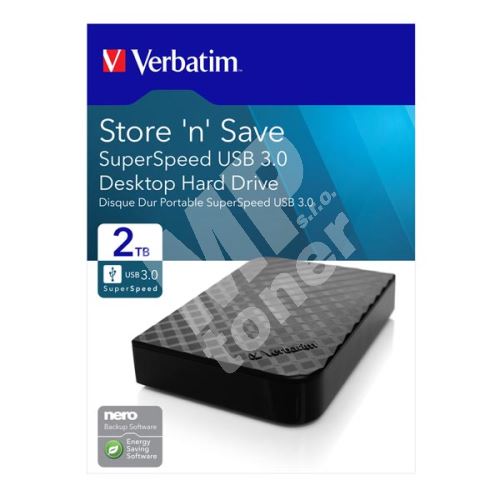 Verbatim 2TB Store n Save, Externí HDD 3.5" USB 3.0, černý 1