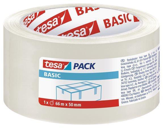 Balící páska Tesa Basic 58570, 50 mm x 66 m, průhledná
