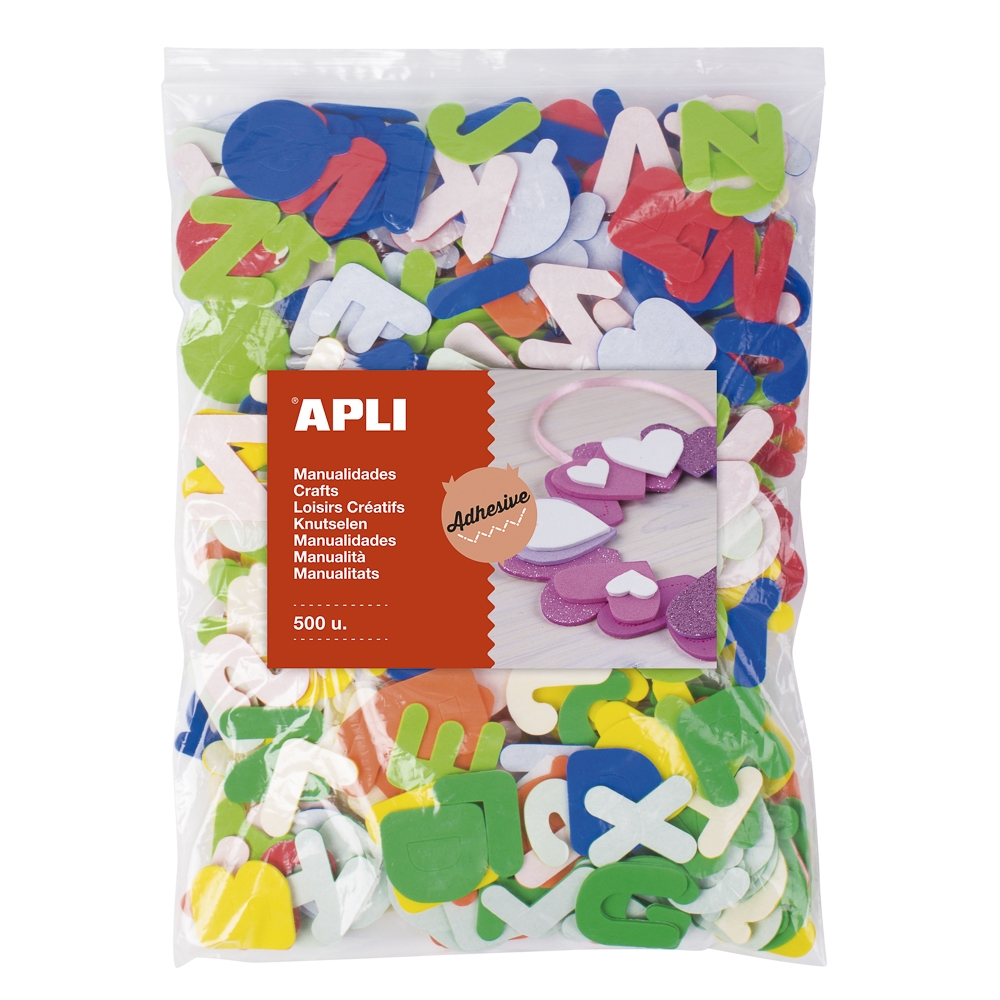 Pěnovka Apli - abeceda, Jumbo pack, samolepicí, mix barev, 500 ks