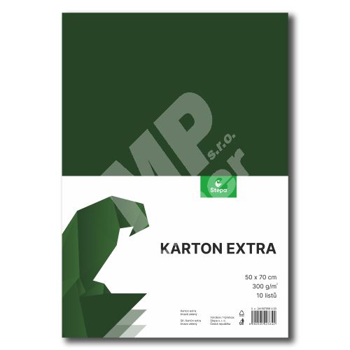 Barevný karton Extra 300g 50x70cm, 10listů, tmavě zelená 2
