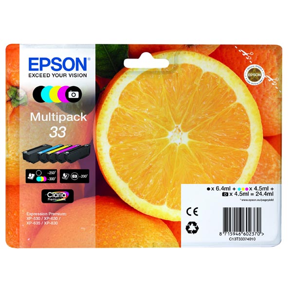 Inkoustová cartridge Epson C13T33374011, Expres. Home XP-530, XP-630, CMYK, 33, originál