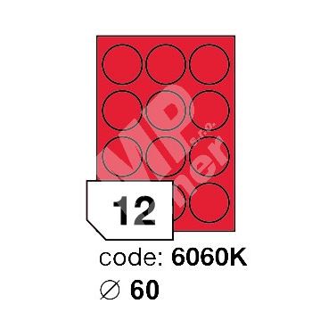 Samolepící etikety Rayfilm Office průměr 60 mm 300 archů, fluo červená, R0132.6060KD 1