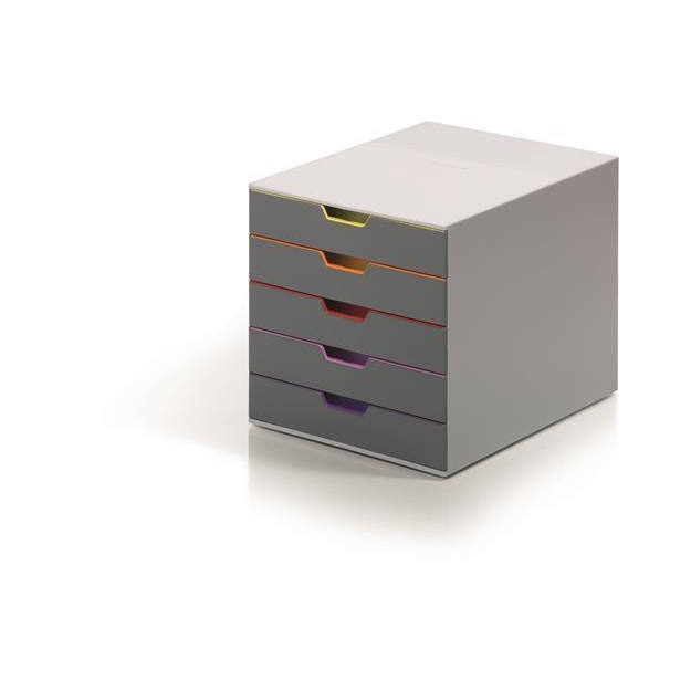 Zásuvkový box Durable Varicolor 5, 5 zásuvek, plast, mix barev