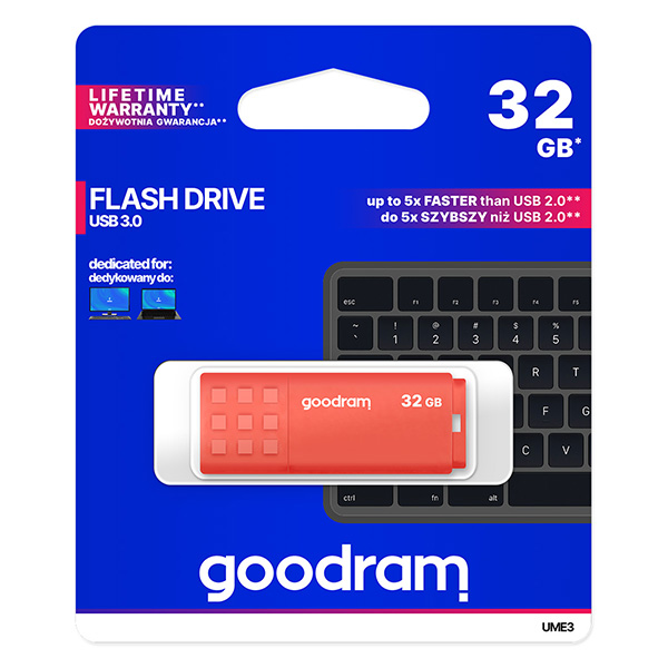 32GB Goodram UME3, USB flash disk 3.0, oranžová