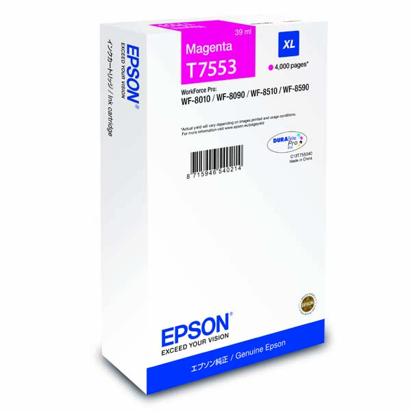 Inkoustová cartridge Epson C13T755340, WF-8590, WF-8090, WF-8510, magenta, XL, originál