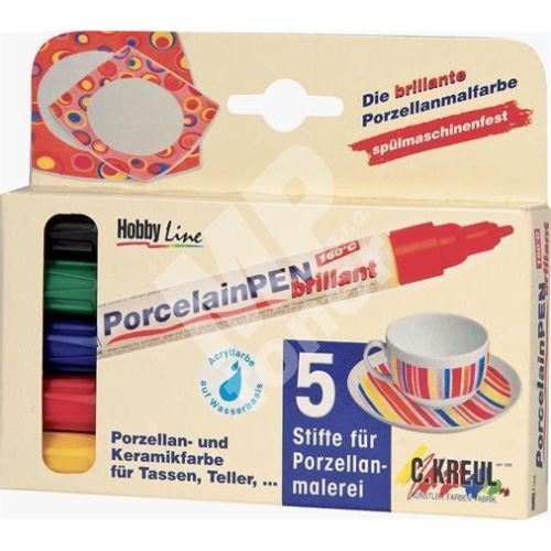 Sada fixů na porcelán Kreul BRILLANT Hobby Line, 5 barev 1