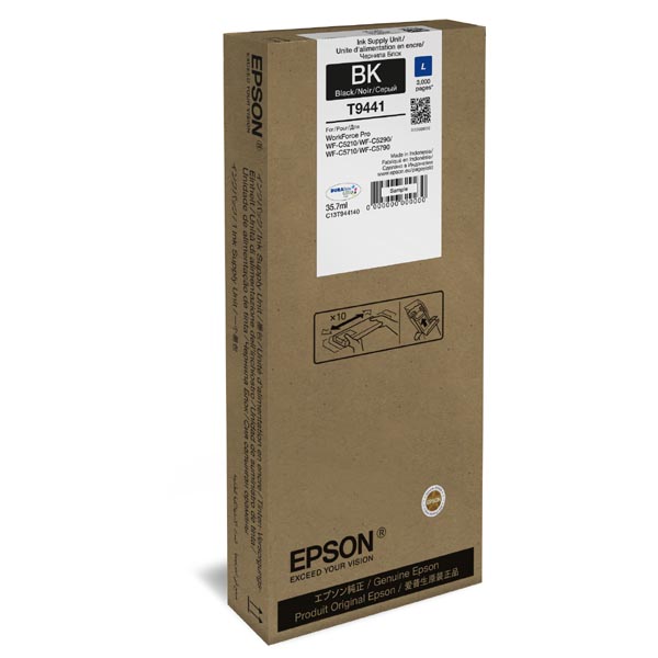 Inkoustová cartridge Epson C13T944140, WF-C5210, C5290, C5710, black, originál