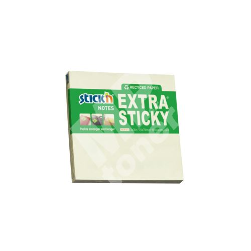 Samolepicí bloček Stick n Extra Sticky recyklovaný pastelově žlutý, 76 x 76 mm 1
