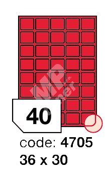 Samolepící etikety Rayfilm Office 36x30 mm 300 archů, fluo červená, R0132.4705D 1