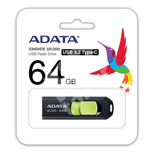 64GB ADATA UC300, USB flash disk 3.2, USB-C, černo zelená 1
