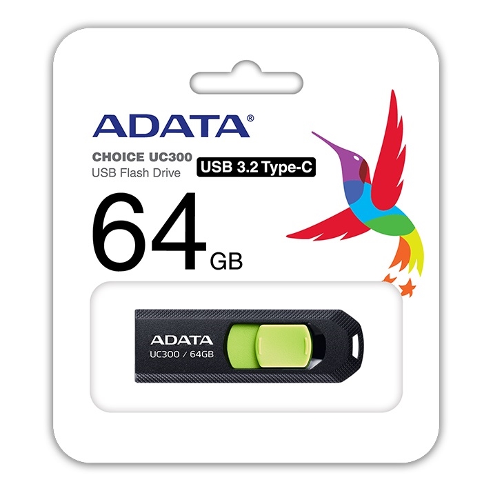 64GB ADATA UC300, USB flash disk 3.2, USB-C, černo zelená