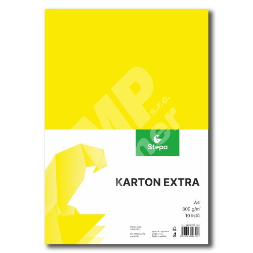 Barevný karton Extra 300g A4, 10listů, světle žlutý 2