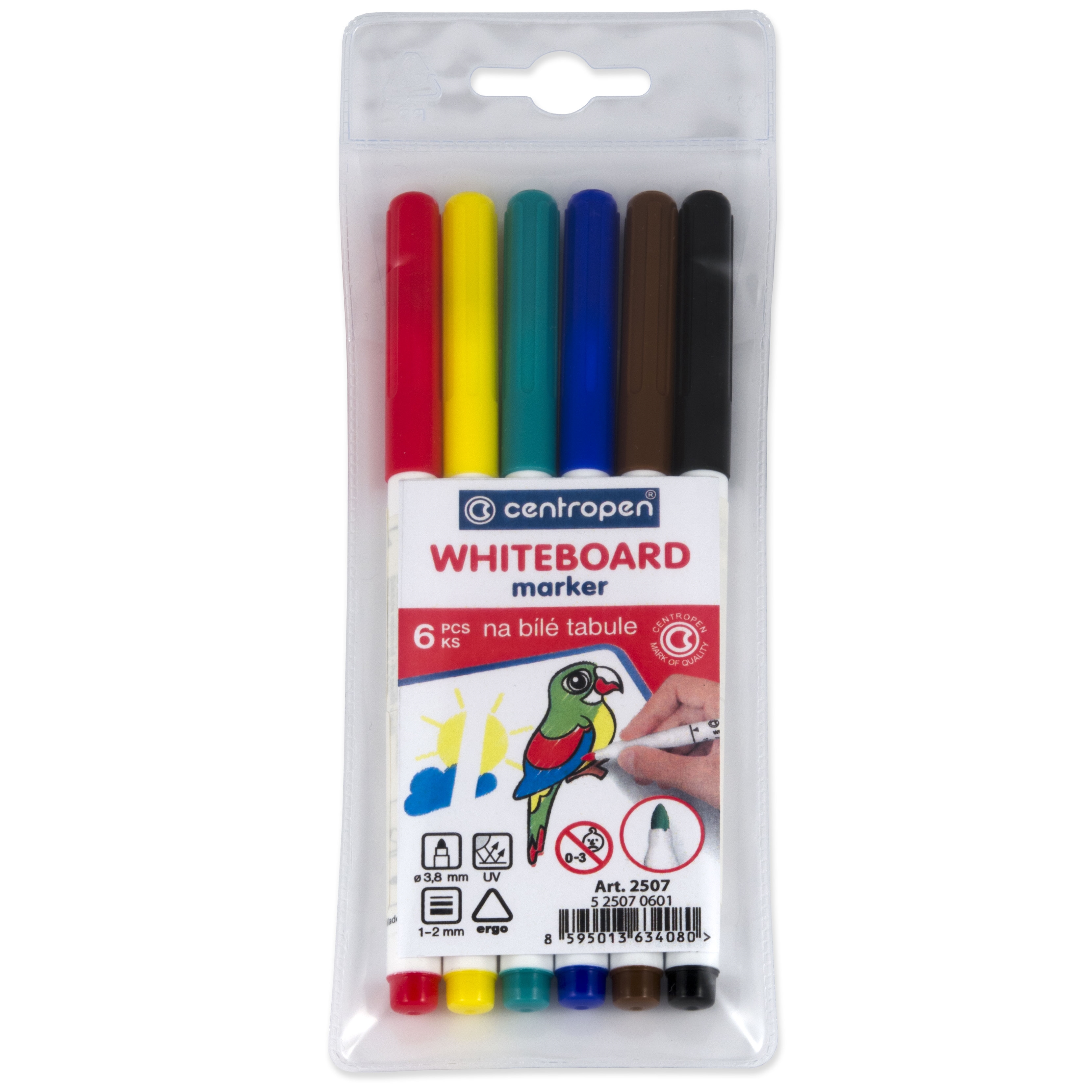 Popisovač Centropen 2507 Whiteboard Marker, sada 6 barev