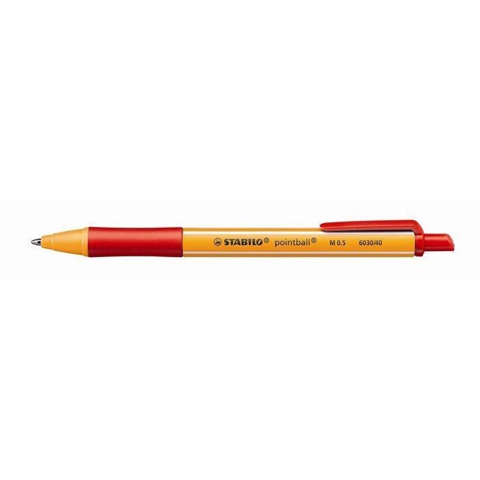 Kuličkové pero Stabilo Pointball, 0,5mm, stiskací mechanismus, červené