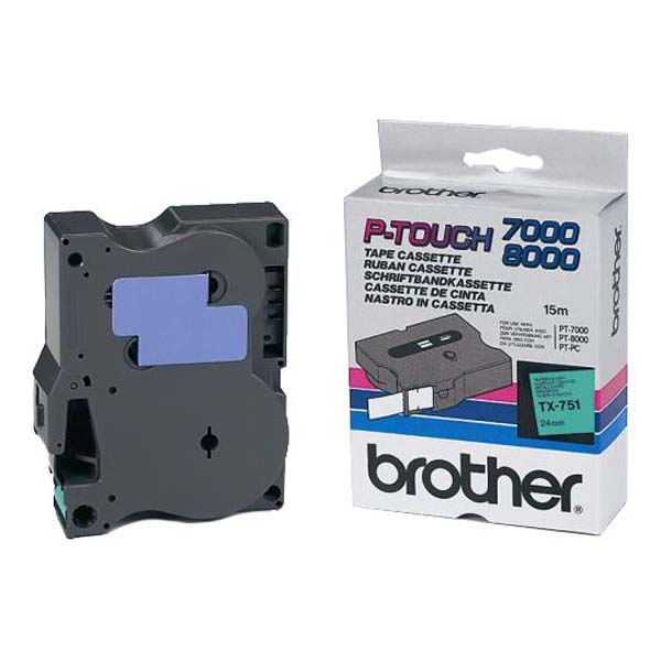 Páska do štítkovače Brother TX-751 24mm černý tisk/zelený podklad