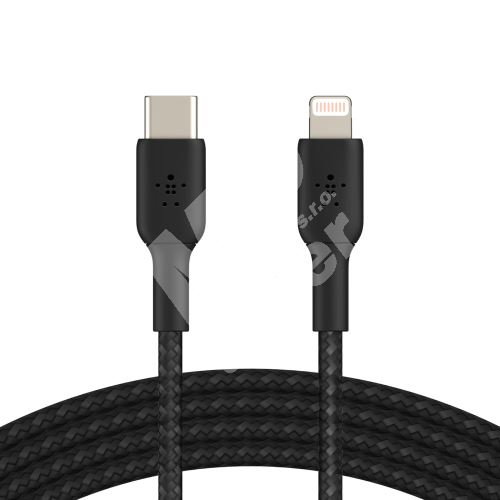 Kabel oplétaný Belkin, USB-C - Lightning, 1m, černý 1