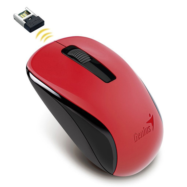 Myš Genius NX-7005, 1200DPI, 2.4 [GHz], optická, 3tl., bezdrátová USB, červená