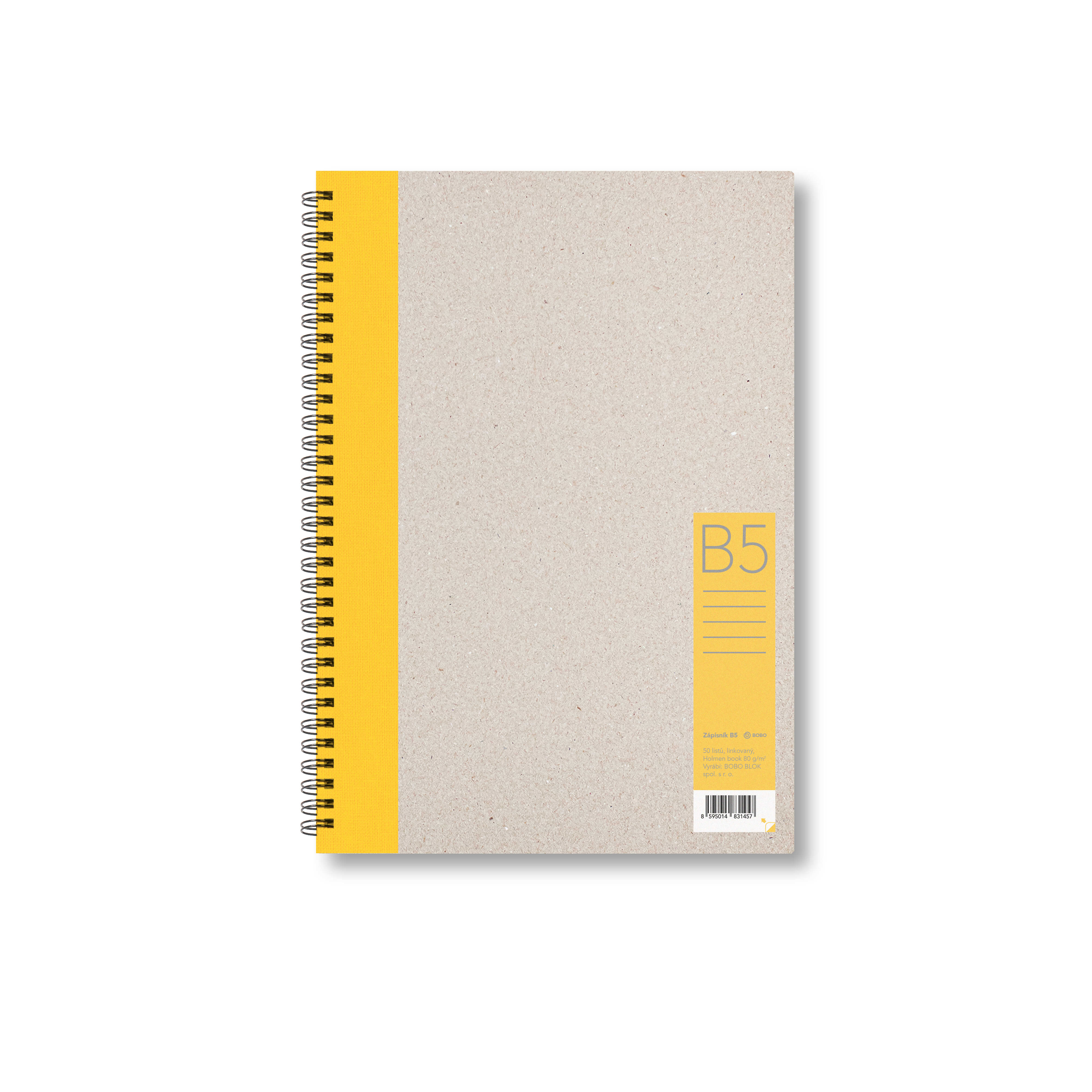 Zápisník Bobo B5, linkovaný, žlutý