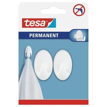 Háčky Tesa Pernament, samolepicí, velikost S, ovál, bílá