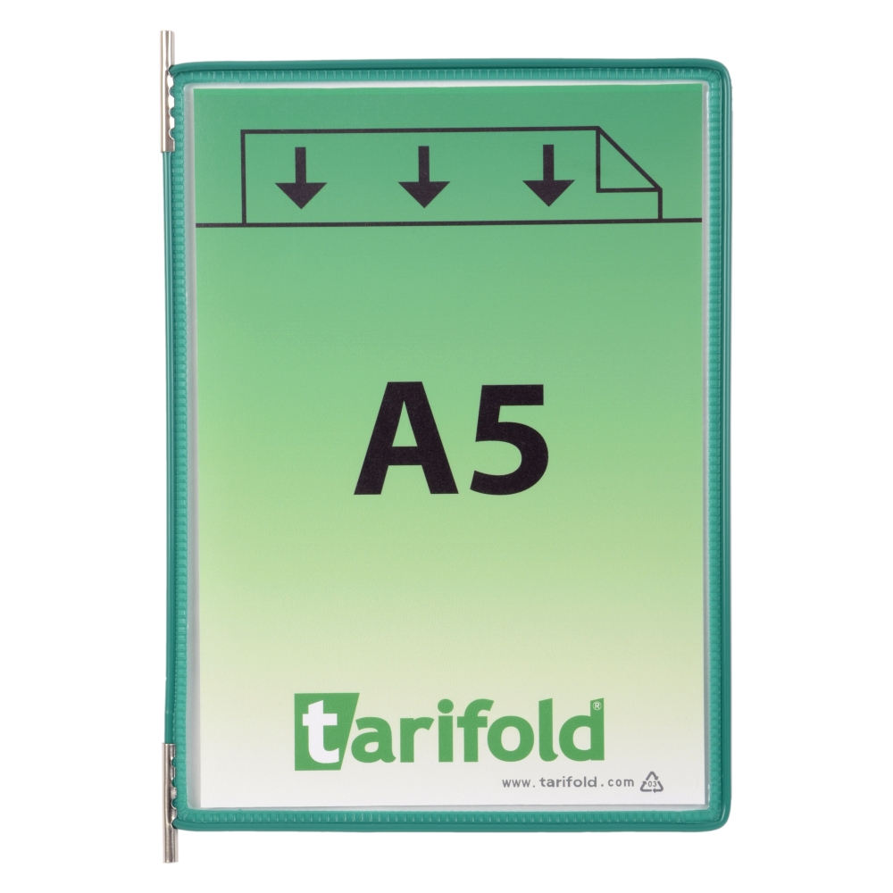 Závěsný rámeček s kapsou Tarifold, A5, otevřený shora, zelený, 10 ks