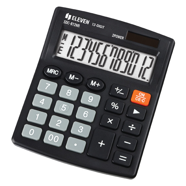 Kalkulačka Eleven SDC-812NR, černá, stolní, dvanáctimístná, duální napájení