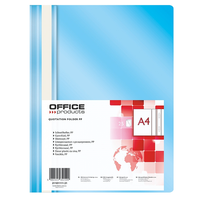Rychlovazač Office A4, PP, 100/170 mic, světle modrý