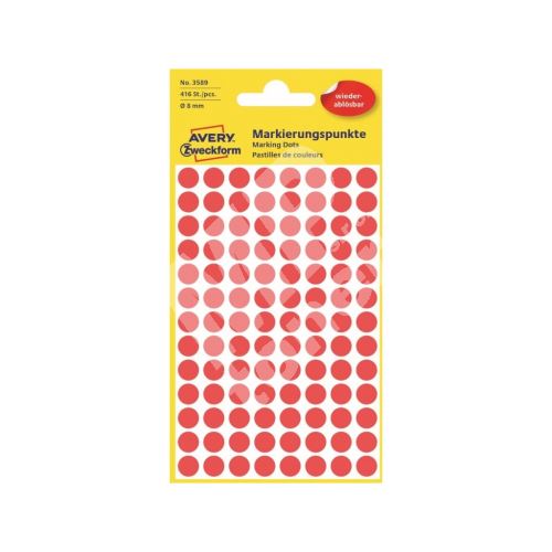 Etikety na ruční popis kolečko průměr 8 mm - červená - 3589 1