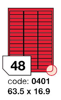 Samolepící etikety Rayfilm Office 63,5x16,9 mm 300 archů, fluo červená, R0132.0401D
