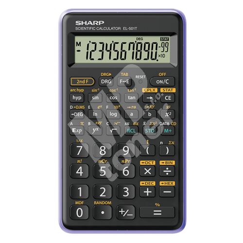Kalkulačka Sharp EL-501TVL, fialová, desetimístná, vědecká 1
