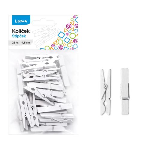 Kolíček 4,5cm bílý, 25ks LUMA 1