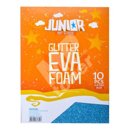 Dekorační pěna EVA modrá glitter A4, tloušťka 2,0 mm, 10ks 1