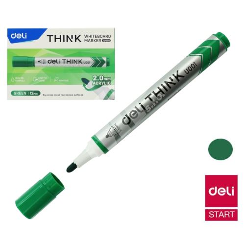 Popisovač Deli Think kulatý stíratelný, zelený (8559) EU00150 1